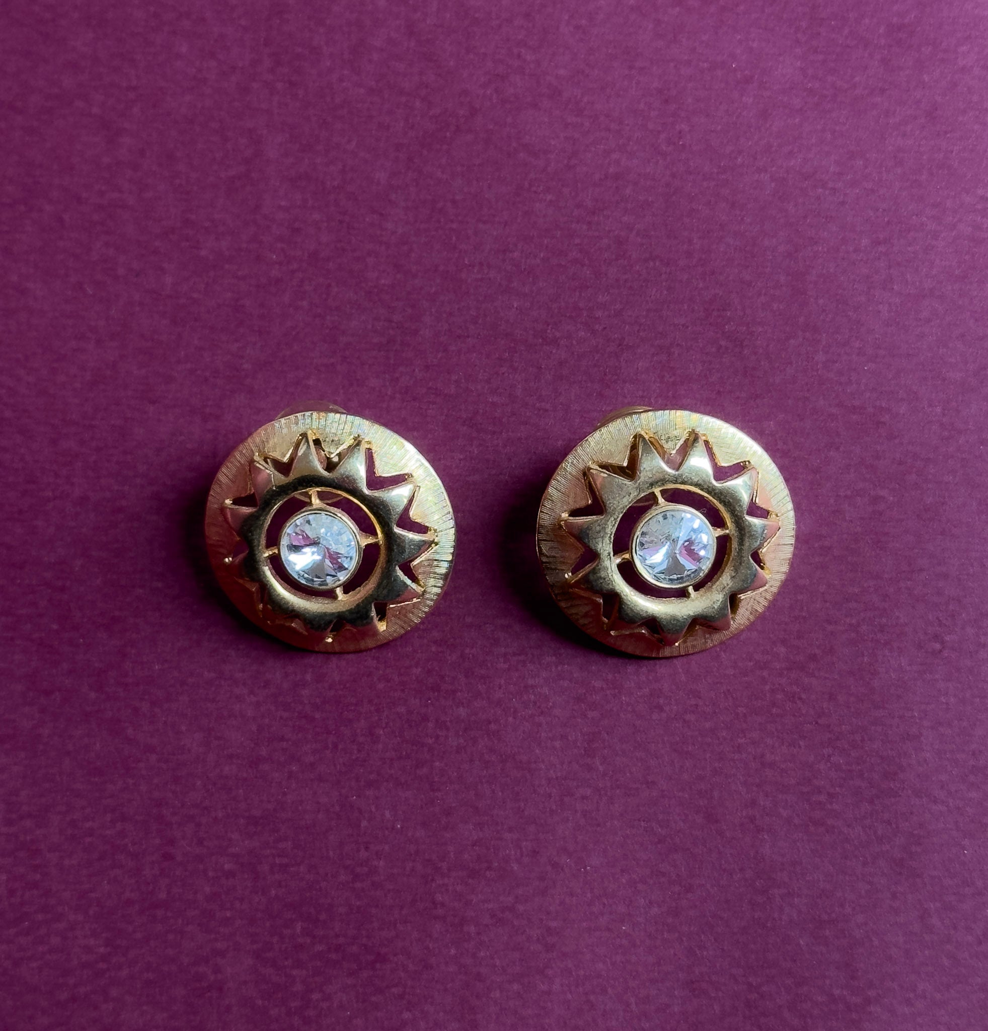GOLD SUN MEDALLION EARRINGS