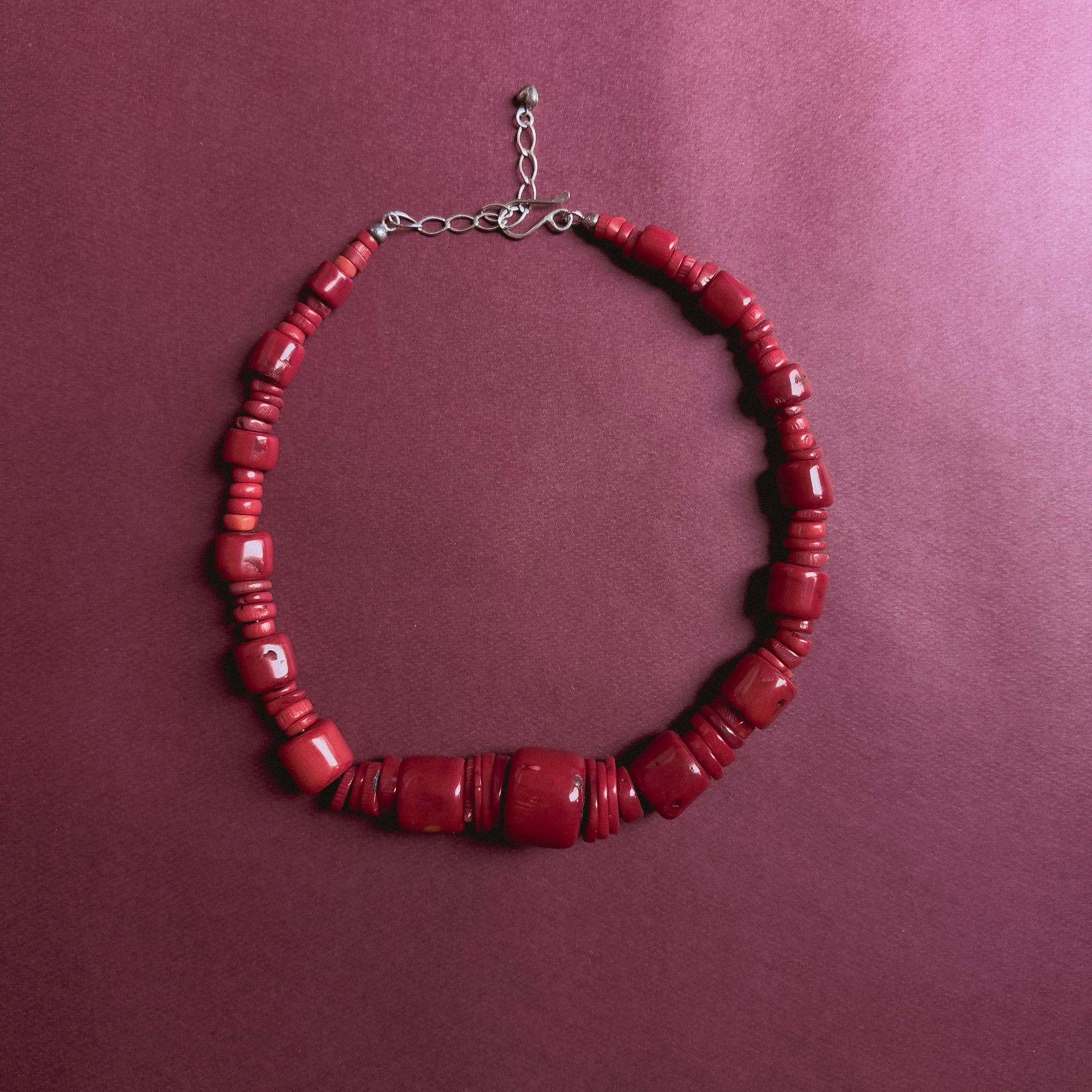 CORAL & STERLING SILVER NECKLACE