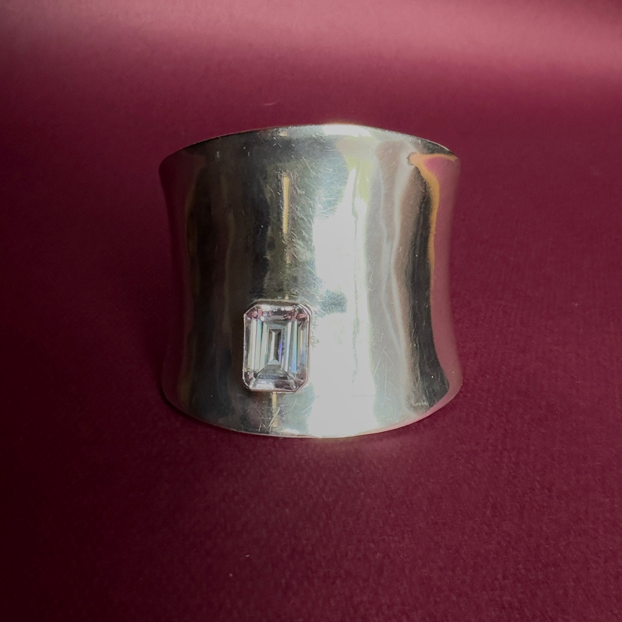 STERLING SILVER CUFF WITH SQUARE CZ